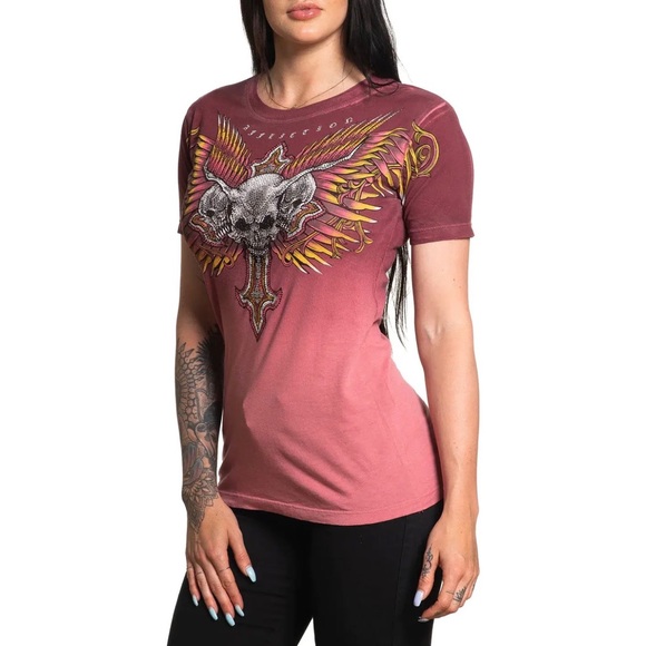 Affliction Women's T-Shirt Hyper Speed Biker Tattoo - Picture 12 of 12